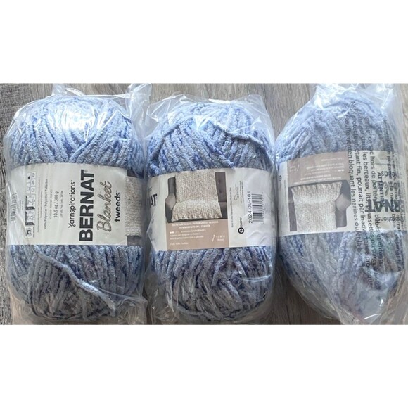 Bernat Blanket Tweeds Yarn 10.5oz Sea Tweed Lot of 3 Skeins Super Bulky 6 - Picture 5 of 7
